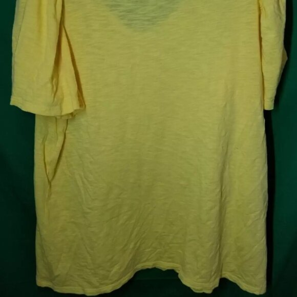 LANE BRYANT Women's Plus Size 10/12 Yellow V-Neck Flutter Sleeve Blouse Summer - Picture 4 of 6